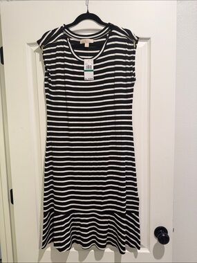 NWT Michael Kora size large black and white stripe dress